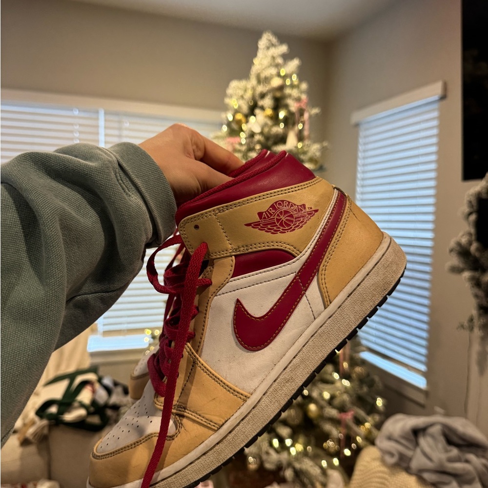 Nike Red and White High-Top Sneakers